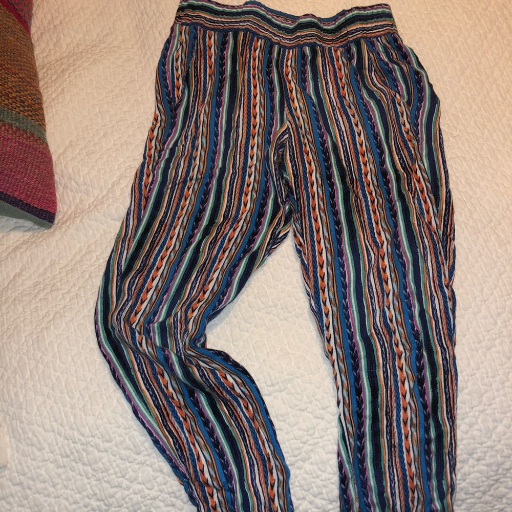 Multicolored striped pants, loose and flattering!